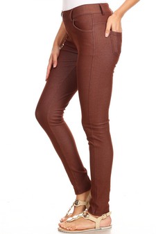 Women's Classic Solid Skinny Jeggings (Large only) style 2