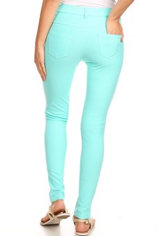 Women's Classic Solid Skinny Jeggings (Large only) style 3
