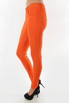 Women's Herringbone Jeggings (Orange) style 2