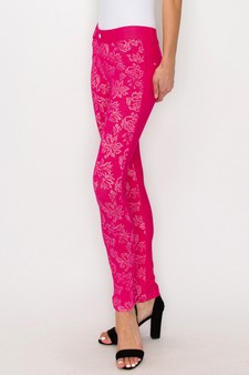 Women's Jegging with Floral Pattern (Fuchsia) style 2