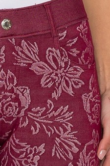 Women's Jegging with Floral Pattern (Wine Red) style 4
