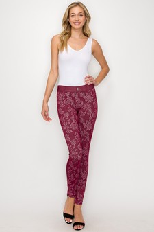 Women's Jegging with Floral Pattern (Wine Red) style 5