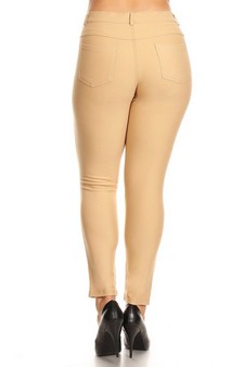 Lady's Mid Rise Ponte Knit Skinny Pants  - Plus style 3