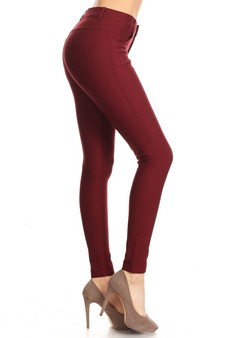 Lady's Mid Rise Ponte Knit Skinny Pants style 2