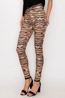 Women's It's a Jungle Tiger Print Peach Skin Leggings style 2