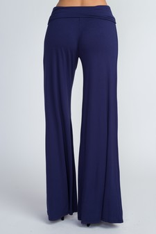 Lady's Mid Rise Wide Leg Pants with Foldable Waistband style 3