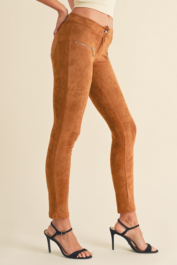 Lady's Faux Suede Pants - Wholesale - Yelete.com