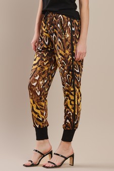Cheetah Feather Printed Joggers style 2