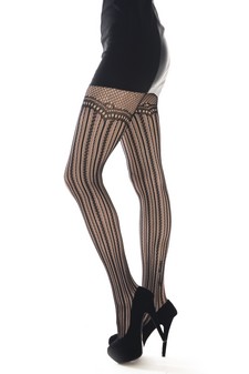 Lady's Pollys Thigh High with Honeycomb Fashion Designed Fishnet Tights ...