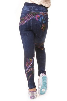 Kid's Sublimation Mystic Floral Print Fleece Lined Jeggings style 3