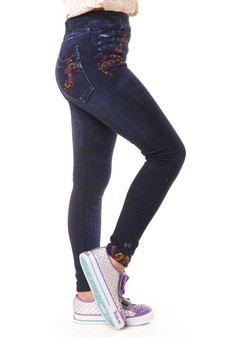 Kid's Sublimation Floral Fleece Lined Jeggings style 2