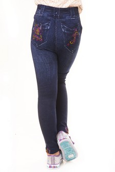 Kid's Sublimation Floral Fleece Lined Jeggings style 3