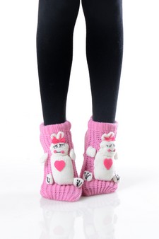 Kid’s 3-D Animal Thick Knit Slipper Socks style 5