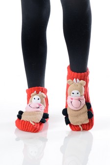 Kid’s 3-D Animal Thick Knit Slipper Socks style 6