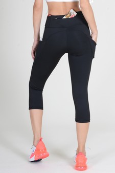 Women's High Rise 5-Pocket Activewear Capri Leggings (Medium only) style 3