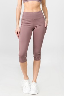 Women's High Rise 5-Pocket Activewear Capri Leggings (Small only) style 2