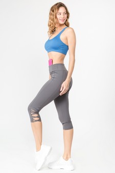 Women's Active Lattice Capri Cutout Workout Leggings style 5