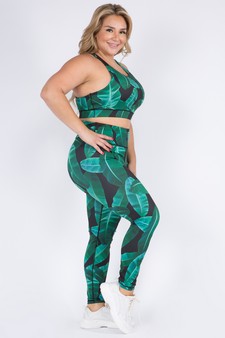 Women's Palm Leaf Print Activewear Set (XL only) style 2