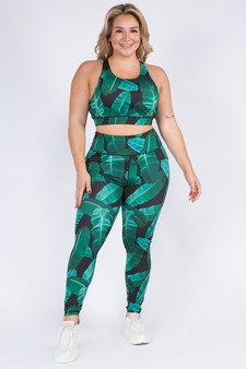 Women's Palm Leaf Print Activewear Set (XL only) style 4