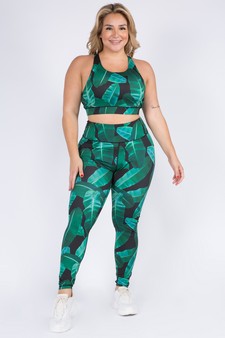 Women's Palm Leaf Print Activewear Sports Bra style 4