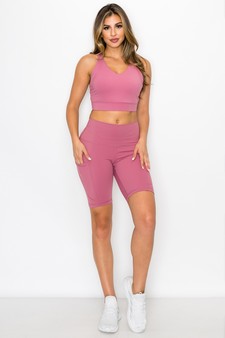 Women's Buttery Soft Sports Bra and Shorts Activewear Set style 5