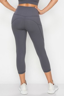 Women's Buttery Soft Activewear Capri Leggings with Pockets (Large only) style 3