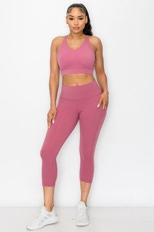 Women's Buttery Soft Activewear Capri Leggings with Pockets (Small only) style 4