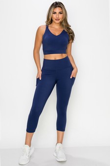 Women's Buttery Soft Activewear Capri Leggings with Pockets (Medium only) style 4