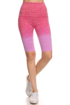 Women's Dip Dye Ombre Activewear Biker Shorts w/High Waist Band (Small only) style 2