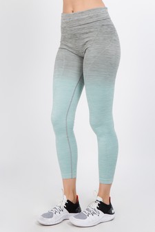 Women's Heather Knit Ombre Activewear Leggings w/High Waist Band style 2