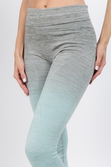 Women's Heather Knit Ombre Activewear Leggings w/High Waist Band style 4