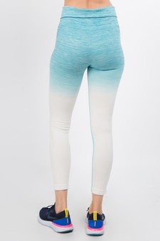 Women's Heather Knit Ombre Activewear Leggings w/High Waist Band style 6