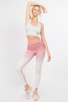 Women's Heather Knit Ombre Activewear Leggings w/High Waist Band style 7