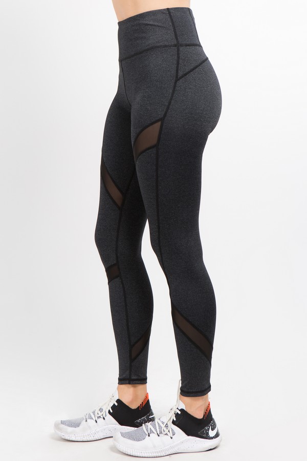 Women's Mesh-Panel Active Leggings with Zipper Pocket - Wholesale ...