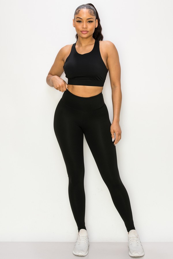 Yelete Active Women's V-Waistband Solid Workout Leggings