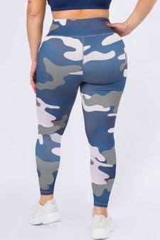 Women's Blue Camouflage Print Activewear Leggings (XL only) style 2