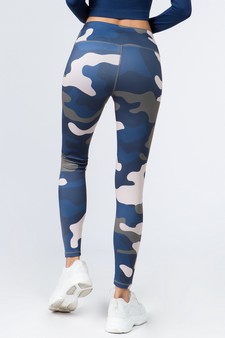 Women's Blue Camouflage Print Activewear Leggings style 3