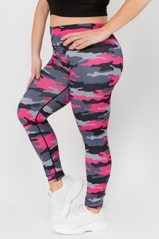 Women's Pink Camouflage Activewear Leggings (XXL only) style 2