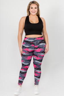 Women's Pink Camouflage Activewear Leggings (XXL only) style 4