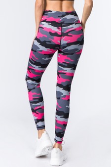 Women's Pink Camouflage Activewear Leggings style 4