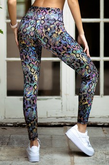 Women's  Iridescent Snakeskin Print Activewear Leggings - TOP: ACTPT053 style 2
