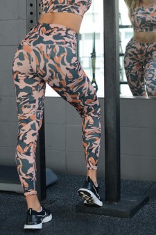 Women’s Peach Hues Printed Activewear Leggings style 2