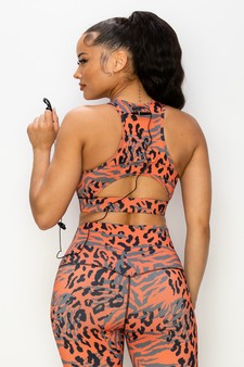 Women’s Cheetah Meets Tiger Printed Activewear Sports Bra style 4