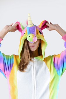 Women's Rainbow Stripe Unicorn Onesie style 7