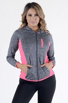 Women's active wear zip up jacket with hoodie style 2