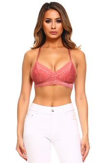 Lady's Supersoft Lace Triangle Bralette w/Spaghetti Detail style 2