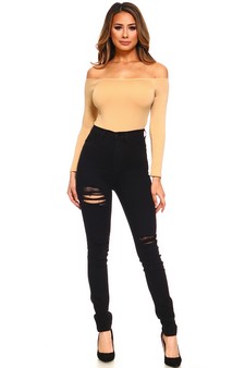 Long Sleeve Off the Shoulder Bodysuit style 4