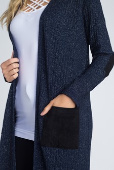 Lady's Open Front Lurex Knit Duster Cardigan style 4