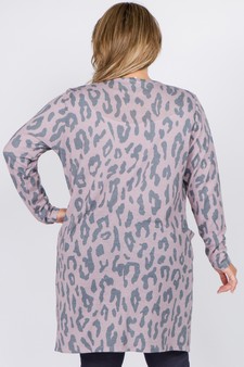 Women's Leopard Print Cardigan with Pockets (XXXL only) style 3