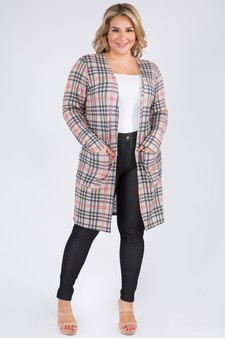 Women's Plaid Duster Cardigan with Pockets style 4